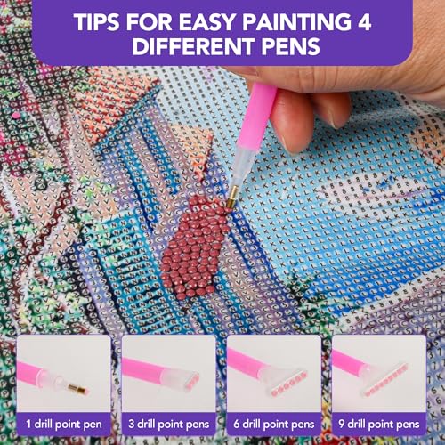 Image of MERATIA Diamond Painting Storage Case Organizer, 80 Slots with Accessories | Purple hard-shell case with 80 clear containers, fitted foam insert, mesh pocket and diamond art tools.