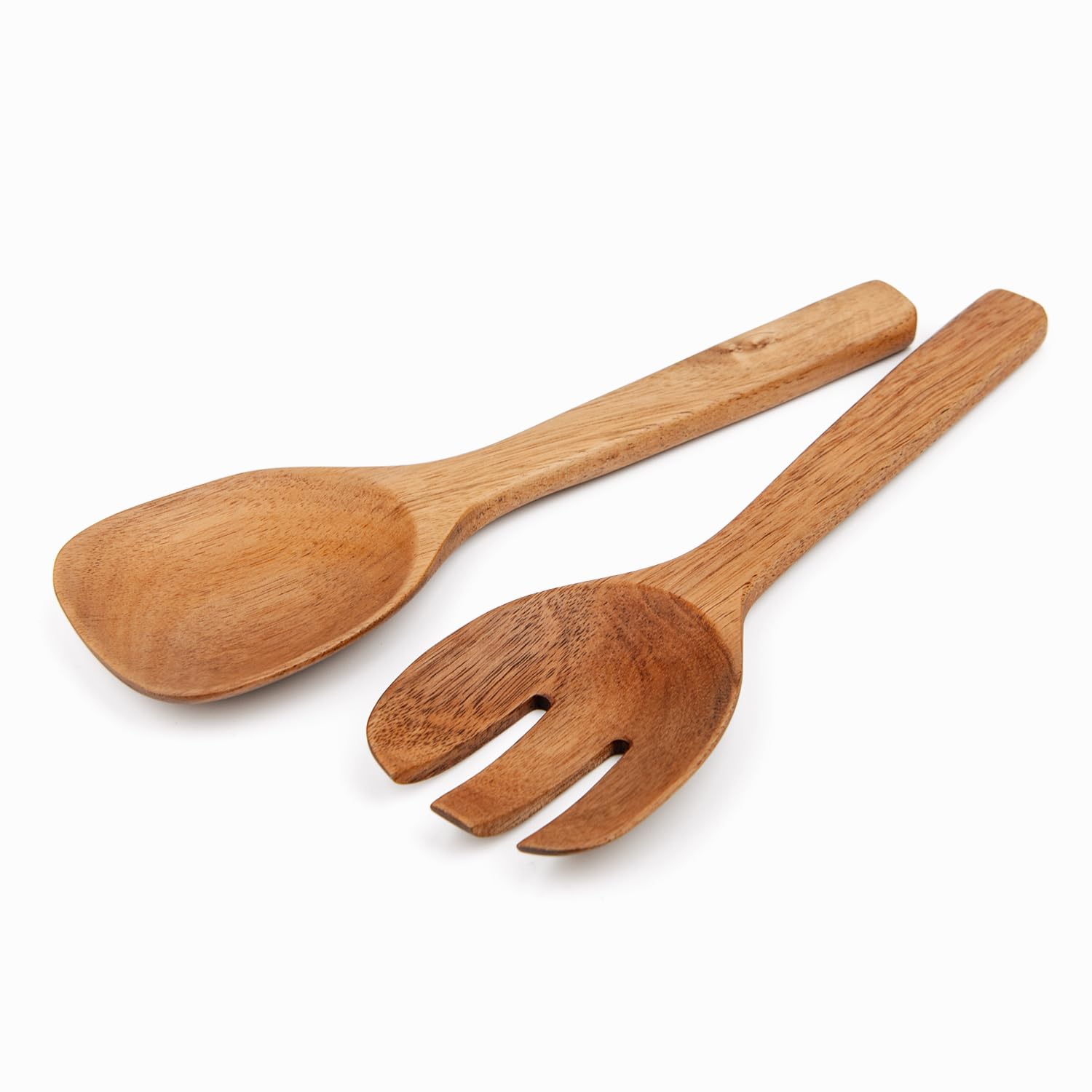 Naturoom Acacia Wood Salad Servers, 10-inch Wooden Utensils for Cooking and Kitchen - Set of 2