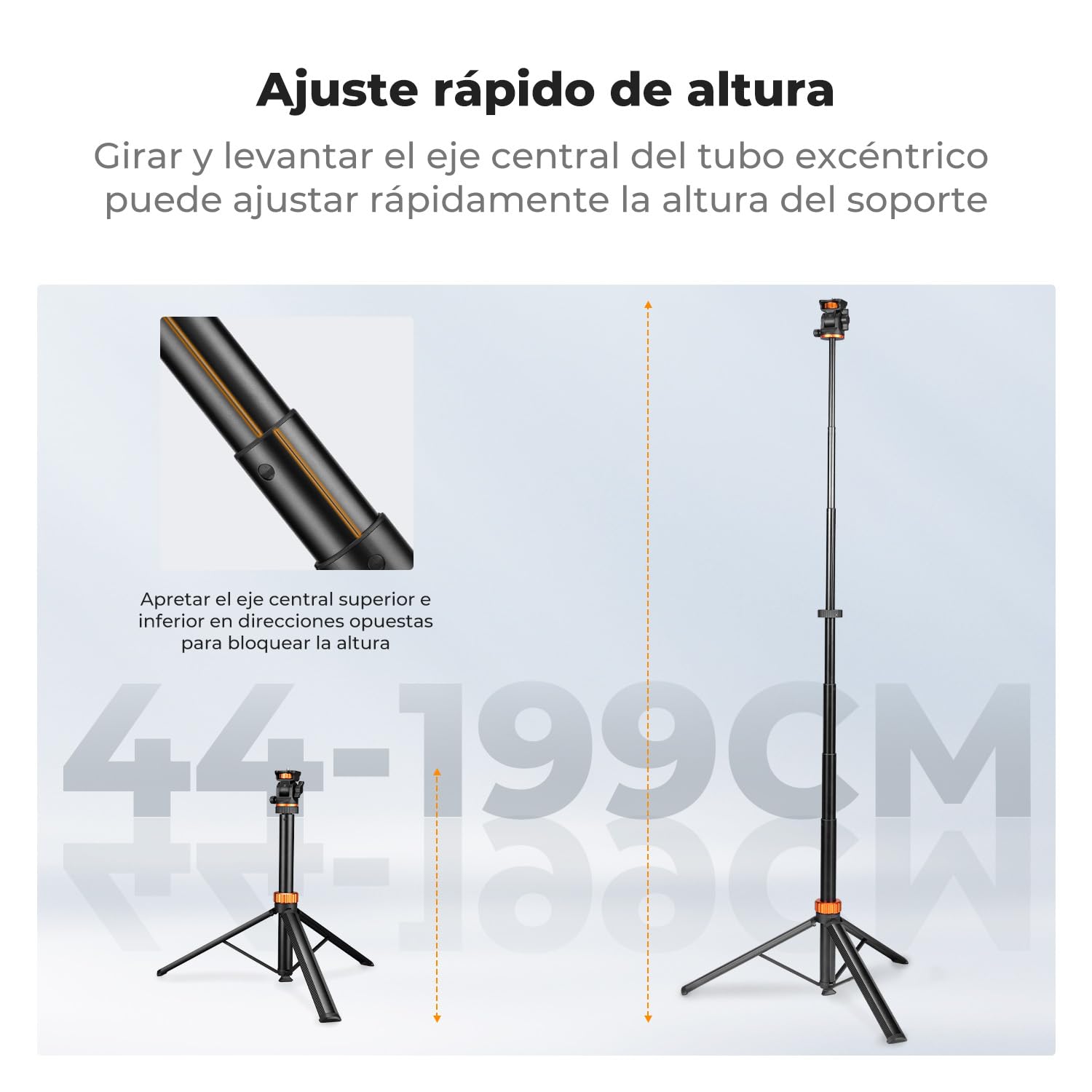 K&F CONCEPT Quick Release Trípode metálico para iluminación 199 cm, Carga máx 5 kg. Trípode para cámara, móvil, trípode de Tres Patas para móvil con rótula de 360° y Tornillo de 1/4"