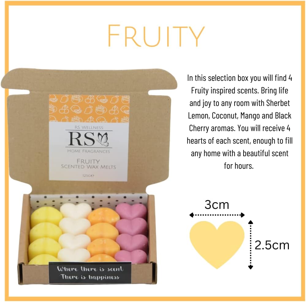 RS Wellness Fruity Mixed Highly Scented Wax Melts, 16 Wax Melts Gift Set, Handmade Home Fragrance, Vegan & Pet Friendly - Image 4
