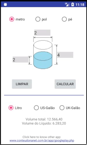 Volume de tanques - Calculadora