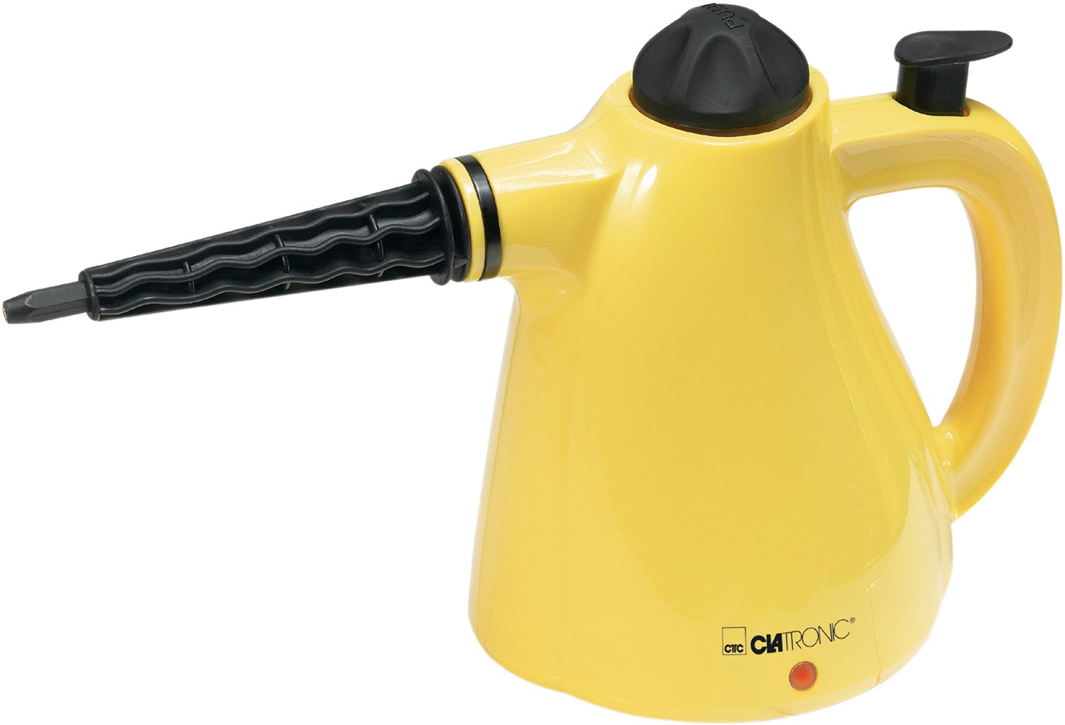 Clatronic DR 2930 - Limpiador al vapor de mano, 8 accesorios, 5 metros cable, 1000 W, color amarillo y negro