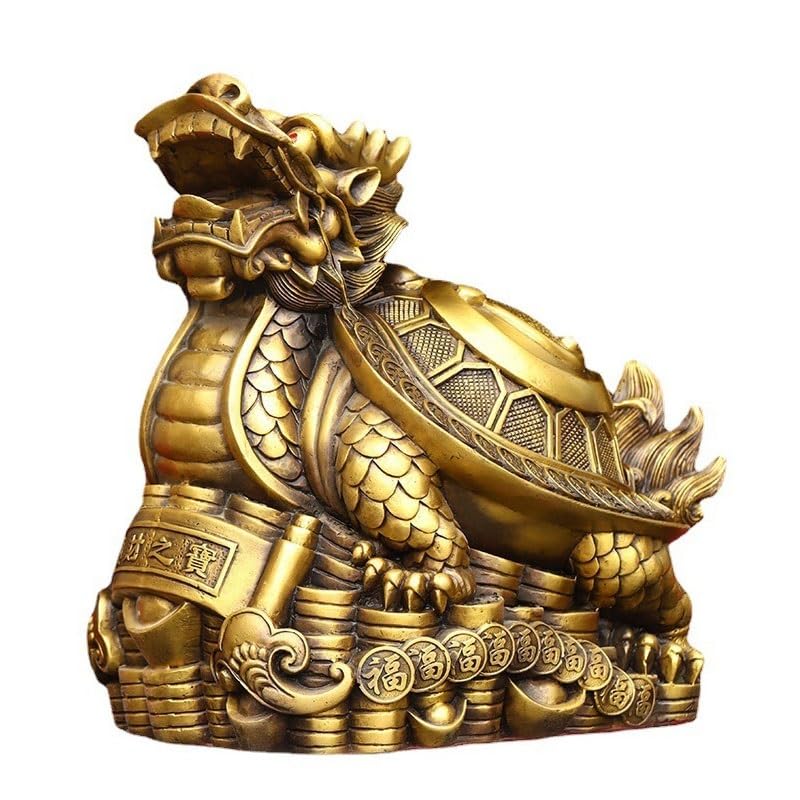 Statue Dragon Tortue Métal - Sculpture d'Entrée Haut de Gamme Style Bronze Unique