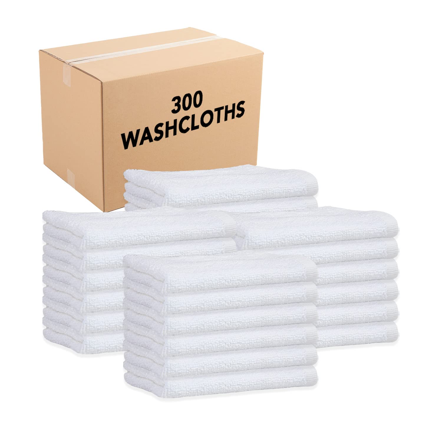 Arkwright Eclipse White Irregular Washcloths (Bulk Case Pack of 300, 1 Lb/Doz) Perfect wash Cloth Towels for Home, Kitchen, Bathroom, Hotel, Spa, Resort
