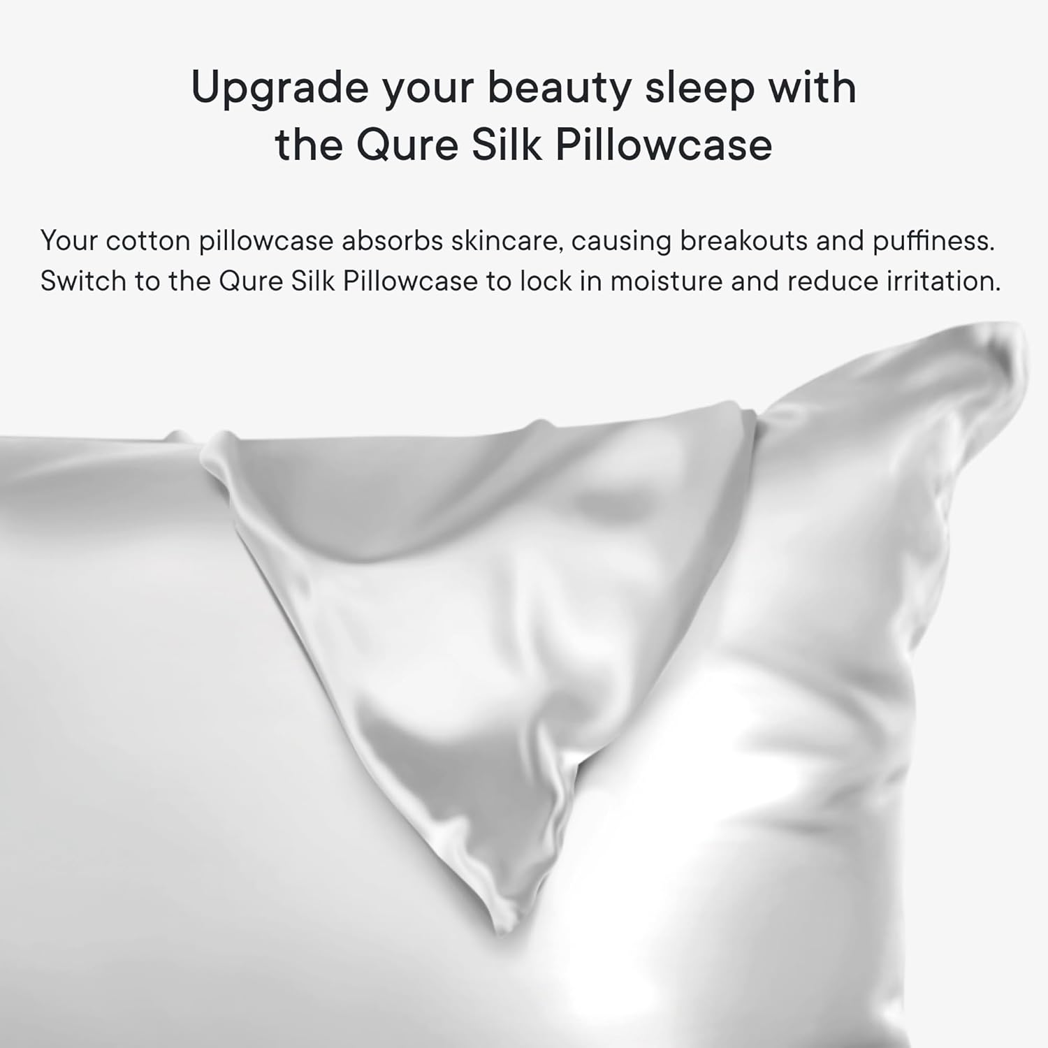 Qure Silk Pillowcase for Hair and Skin, Mulberry Silk Pillow Cases, Anti Acne Cooling Sleep, Real Natural Silk Covers with Hidden Zipper, Gifts for Women Men, Standard Size