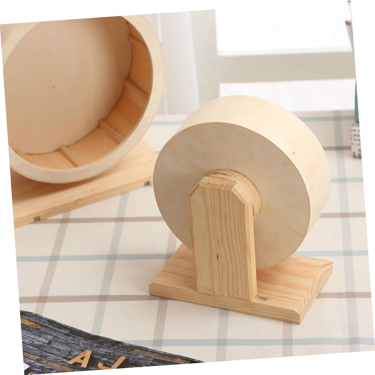 Sosoport Roue d'exercice pour Hamster - Roue d'exercice en Bois avec Support pour Jouets sans Danger pour Les Cochons d'Inde