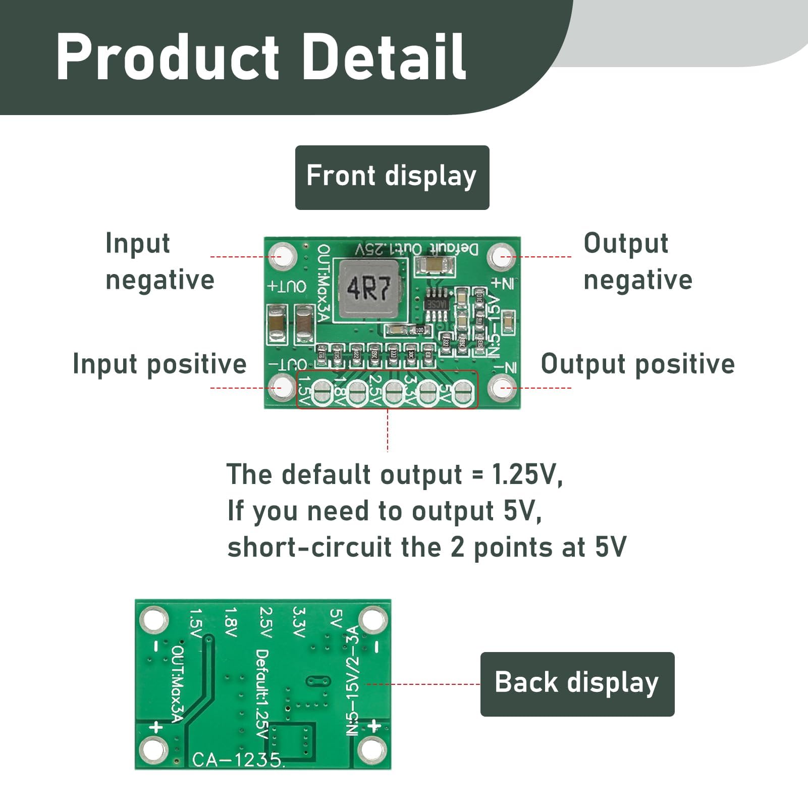 6 Pezzi Modulo Alimentazione Regolabile, Convertitore di Tensione DC-DC Step Down 5-16V a 1.25V/1.5V/1.8V/2.5V/3.3V/5V 3A, Scheda Step Down Regolabile per Progetti Fai da Te e Elettronica