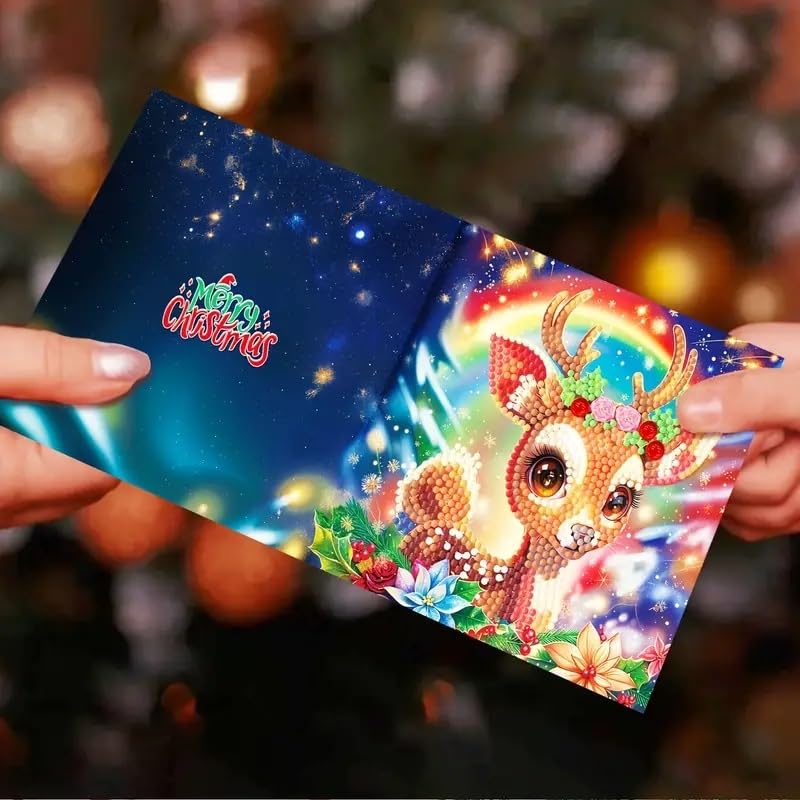 Syntego 12pcs Diamond Painting Christmas Greetings Cards, Multicolor, 15cm x 15cm - Image 4