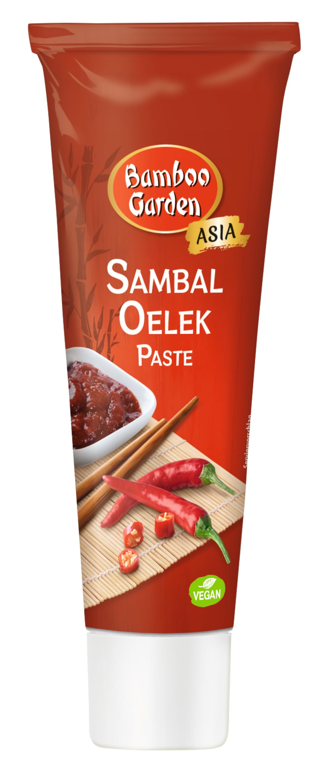 Bamboo Garden - Sambal Oelek Würzpaste | Scharfe Chilipaste für Marinaden und Würzsaucen | Ideal zum Wiederverwenden | Vegan | 45 g in der Tube