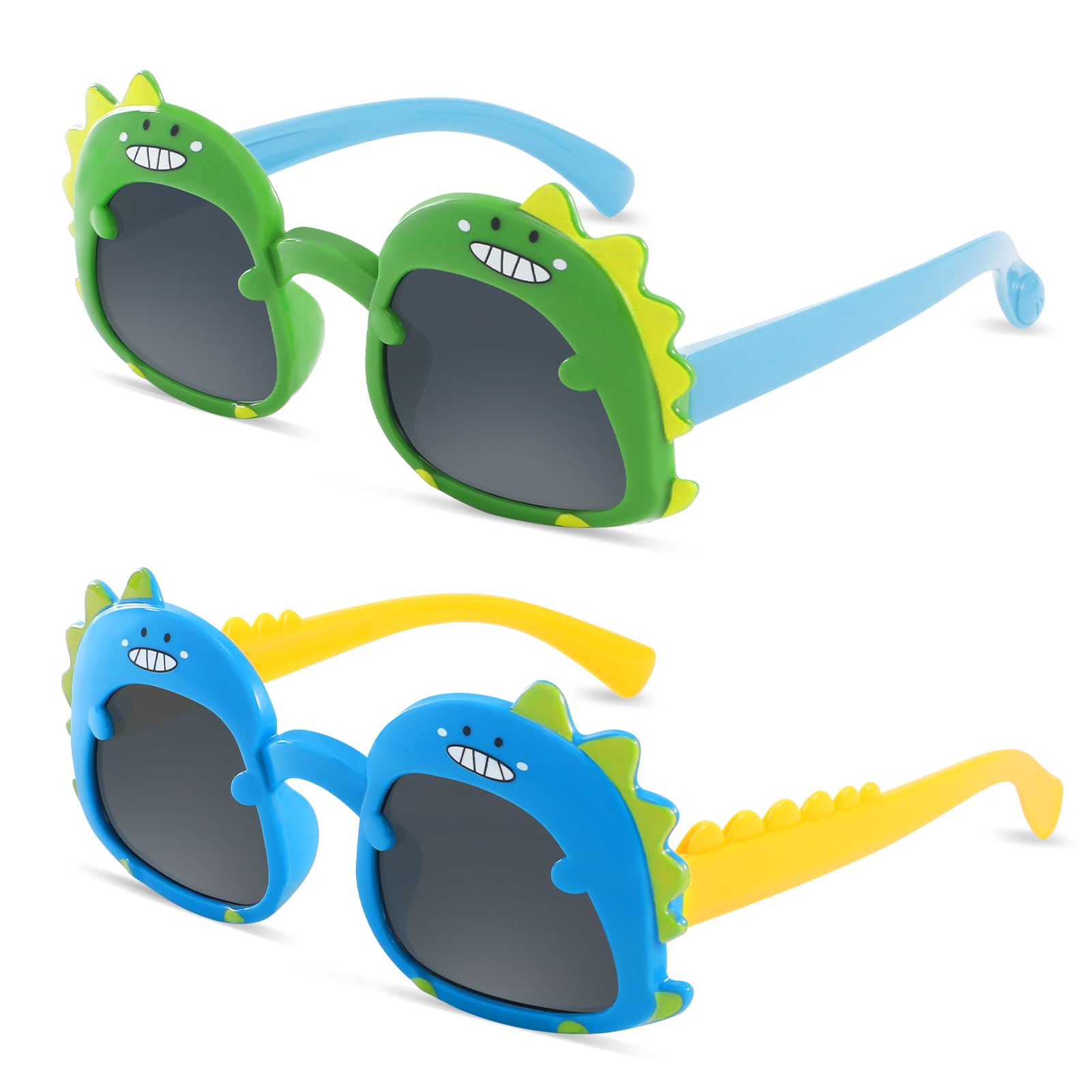 Hifot 2PCS Gafas Sol Niño del Dinosaurio, Gafas de Sol Niño 3 Años a 6 Años, Divertidas Gafas de Sol Niños Niñas, Dinosaurio Gafas de Sol Infantiles Protección UV para Verano Playa Salidas Cumpleaños