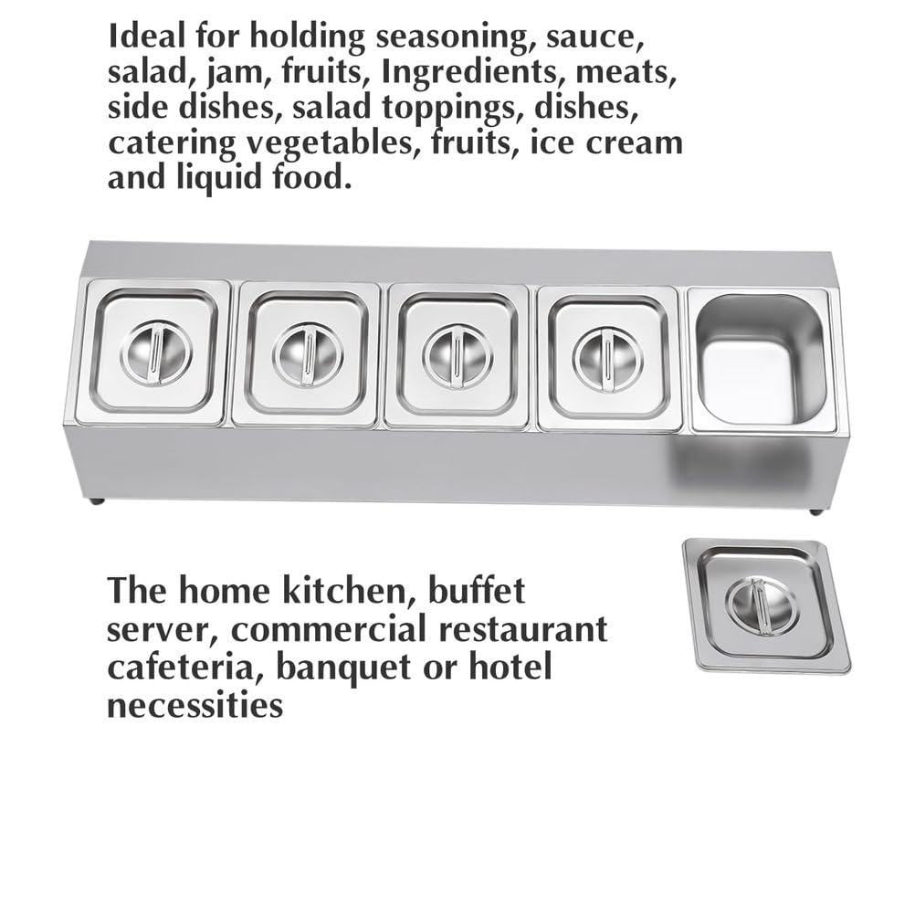 Estación organizadora de pizza, dispensador de condimentos, de acero inoxidable, para condimentos, especias, ingredientes, salsas, frutas