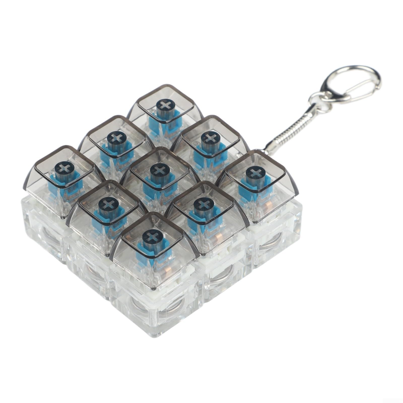 RiseNova Compact RGB Keyboard Fidget Keyring for Stress Relief, Portable Mechanical Button Toy for Home Office School Anxiety(PC With Light Gray)