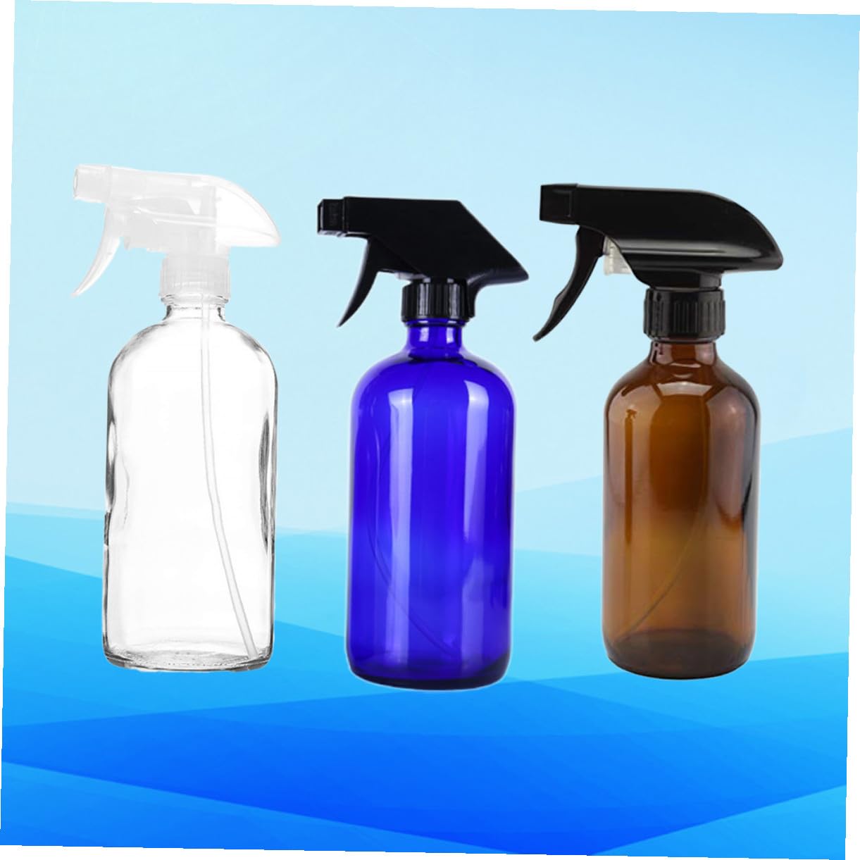 Ipetboom 3 pezzi Flaconi Spray Ricaricabili in Vetro Trasparente Blu e Marrone Bottiglie Spray Portatili per Oli Essenziali Profumi e Acque Cosmetiche Accessori da Viaggio Compatti e