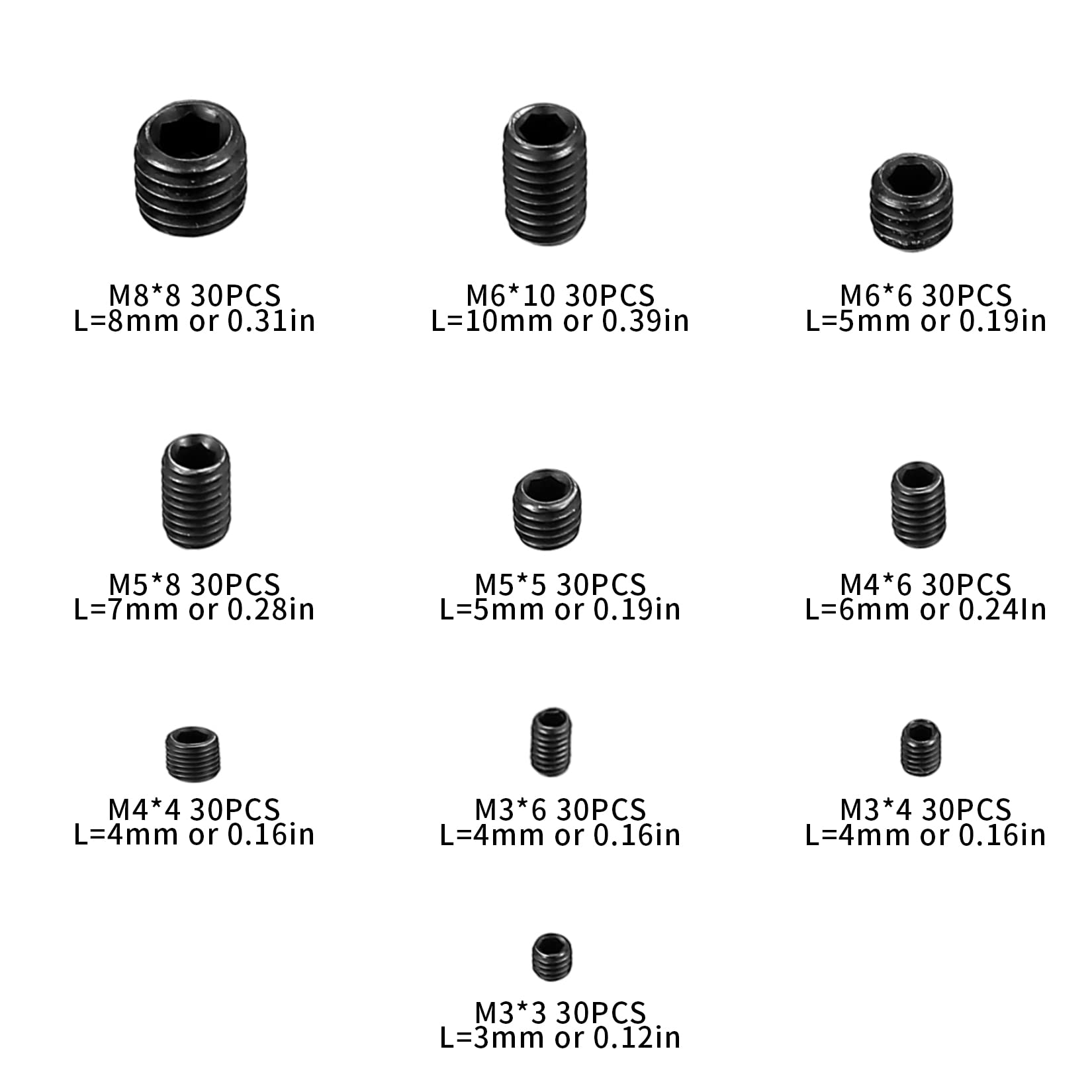グラブスクリュー 六角ソケットセット フラットポイント M3x5 mm 50個