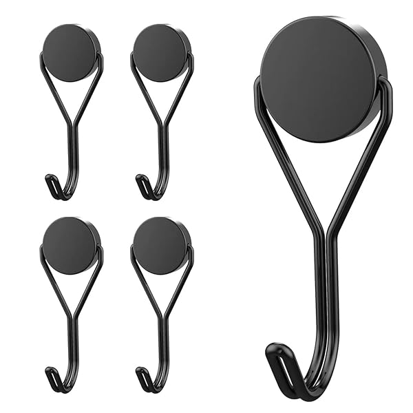 Lokediren 18Lbs 180 Heavy Duty Magnetic Hooks, Super Strong Cruise Ships Magnetic Hook for Hanging, Grill, Kitchen, Refrigerator, Wreath, Keys Holders, Towel-4 Pack(Black)