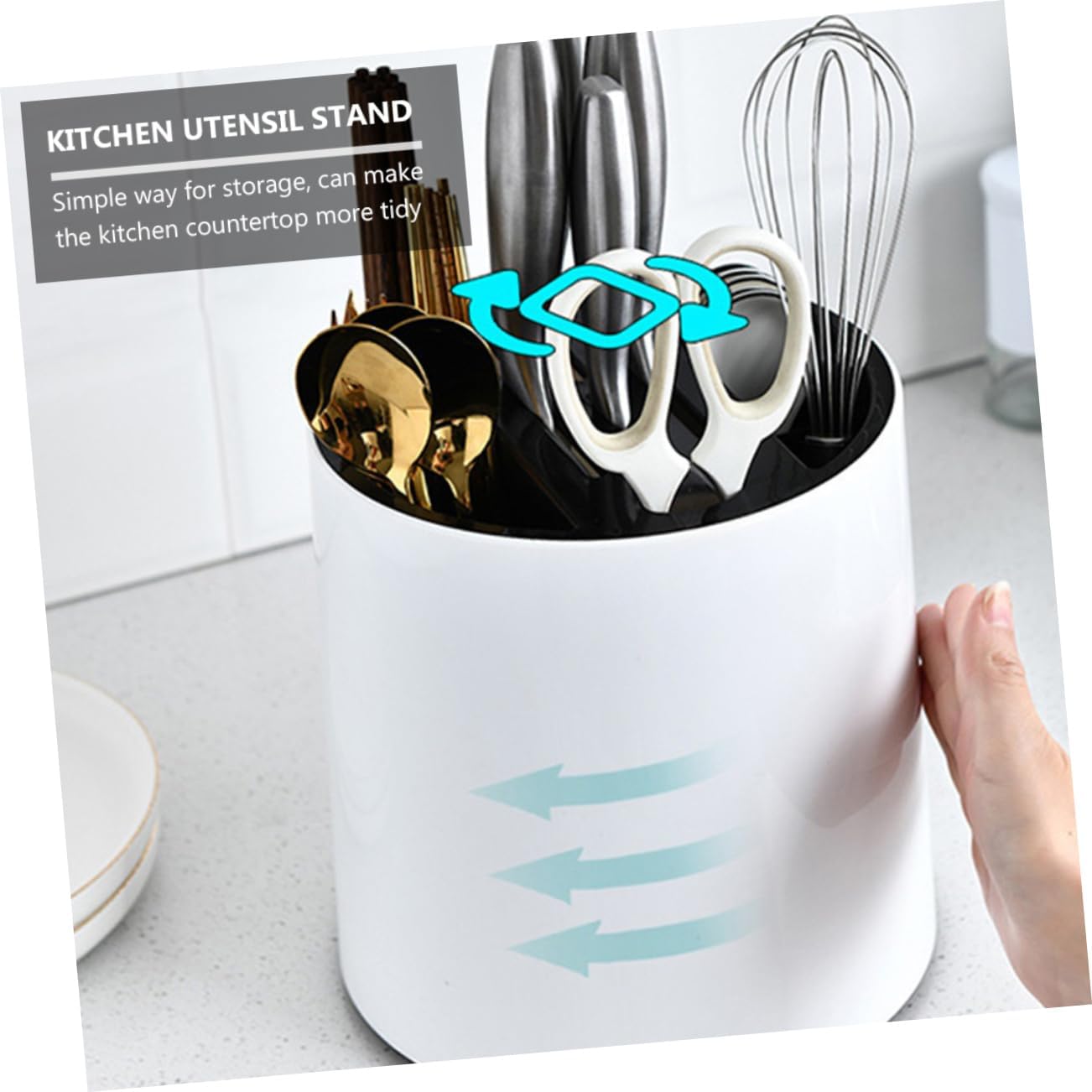 PRETYZOOM Multifunctional Kitchen Knife Storage Rack Holder for Utensils Cutlery Stand Plastic Organizer