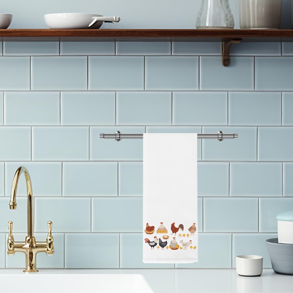 Funny Chicken Gifts for Chicken Lovers Summer Tea Wine Kitchen Towels Dish Towels for Kitchen Drying Dishes Drying Cloth Bathroom - Image 6