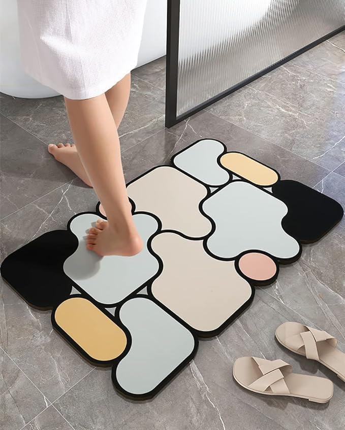 Bathroom Toilet Non-Slip Foot Mat,Toilet Door Mat, Foot Pad for Entry Door|Under Door Super Absorbent Thin Fashion Washable 5D Design Kitchen mat-image-17