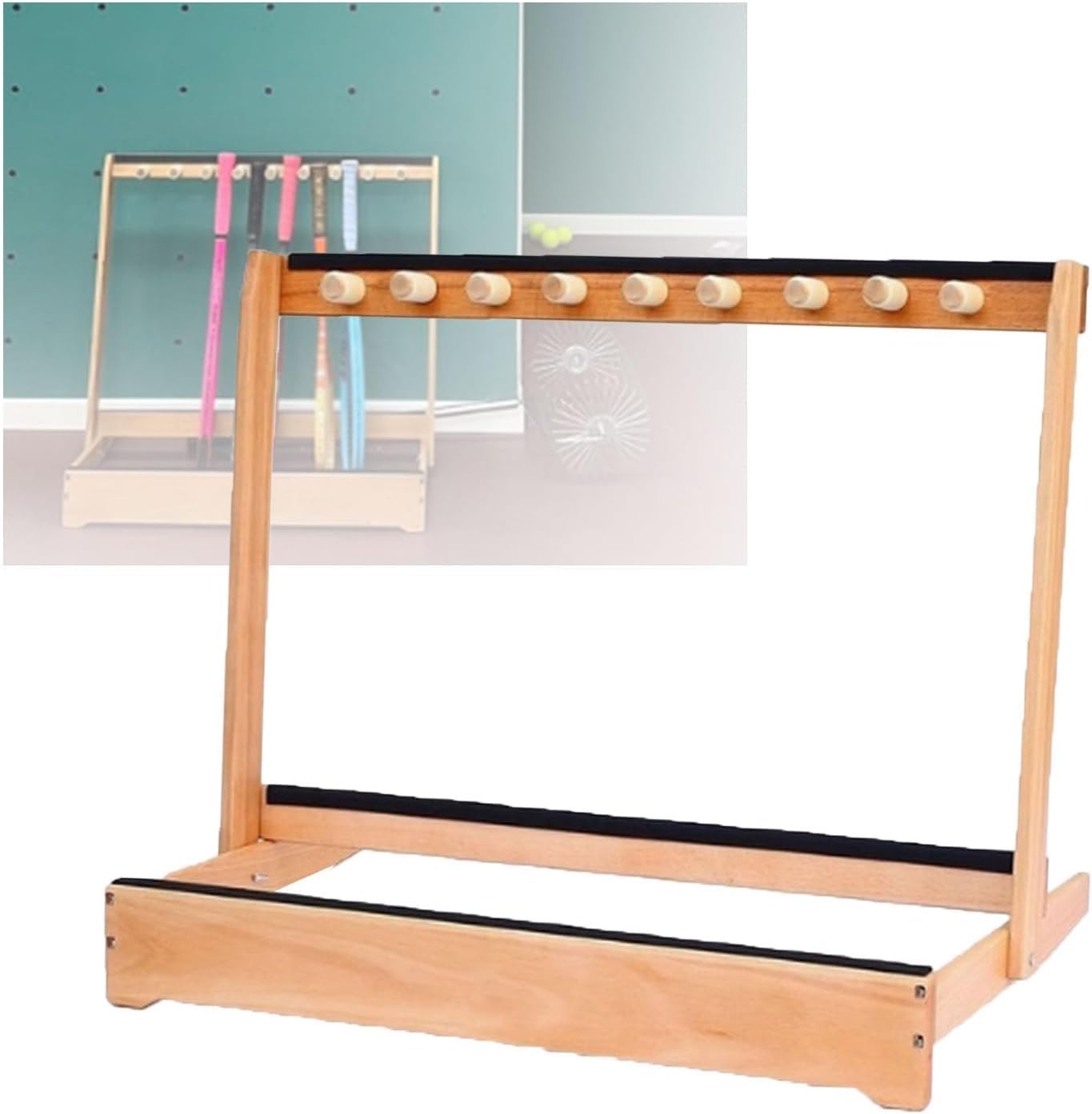 Support de rangement raquette tennis en bois pour optimiser votre entrée