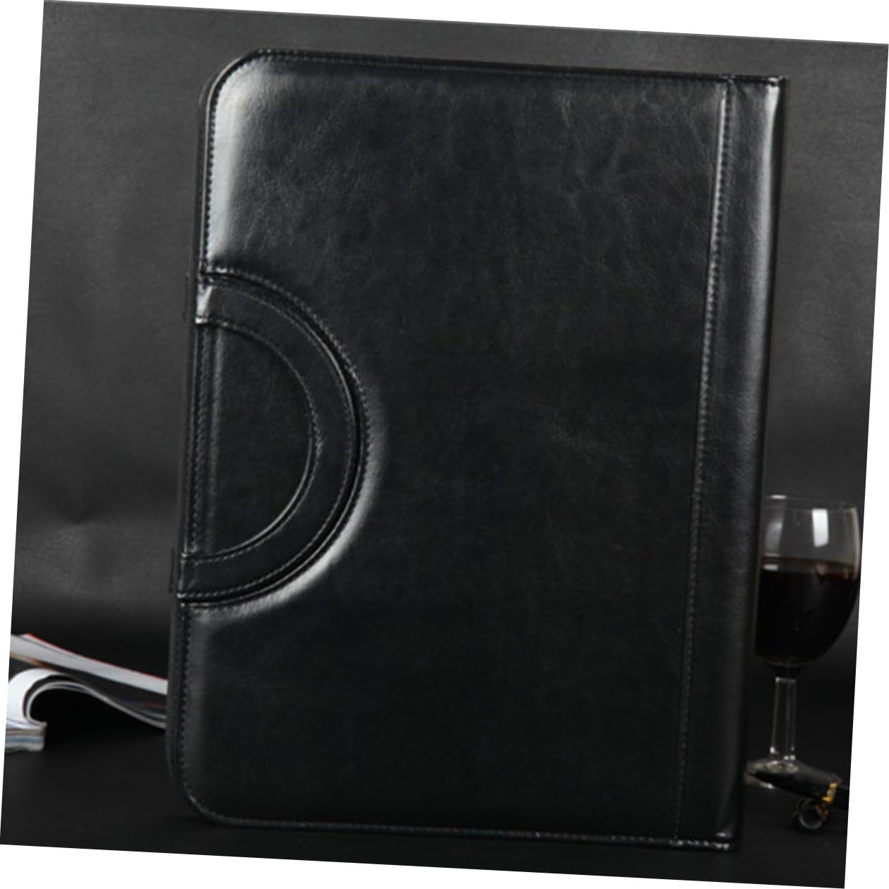 Portefeuille A4 Portable en Cuir PU avec Calculatrice, Fermeture Éclair