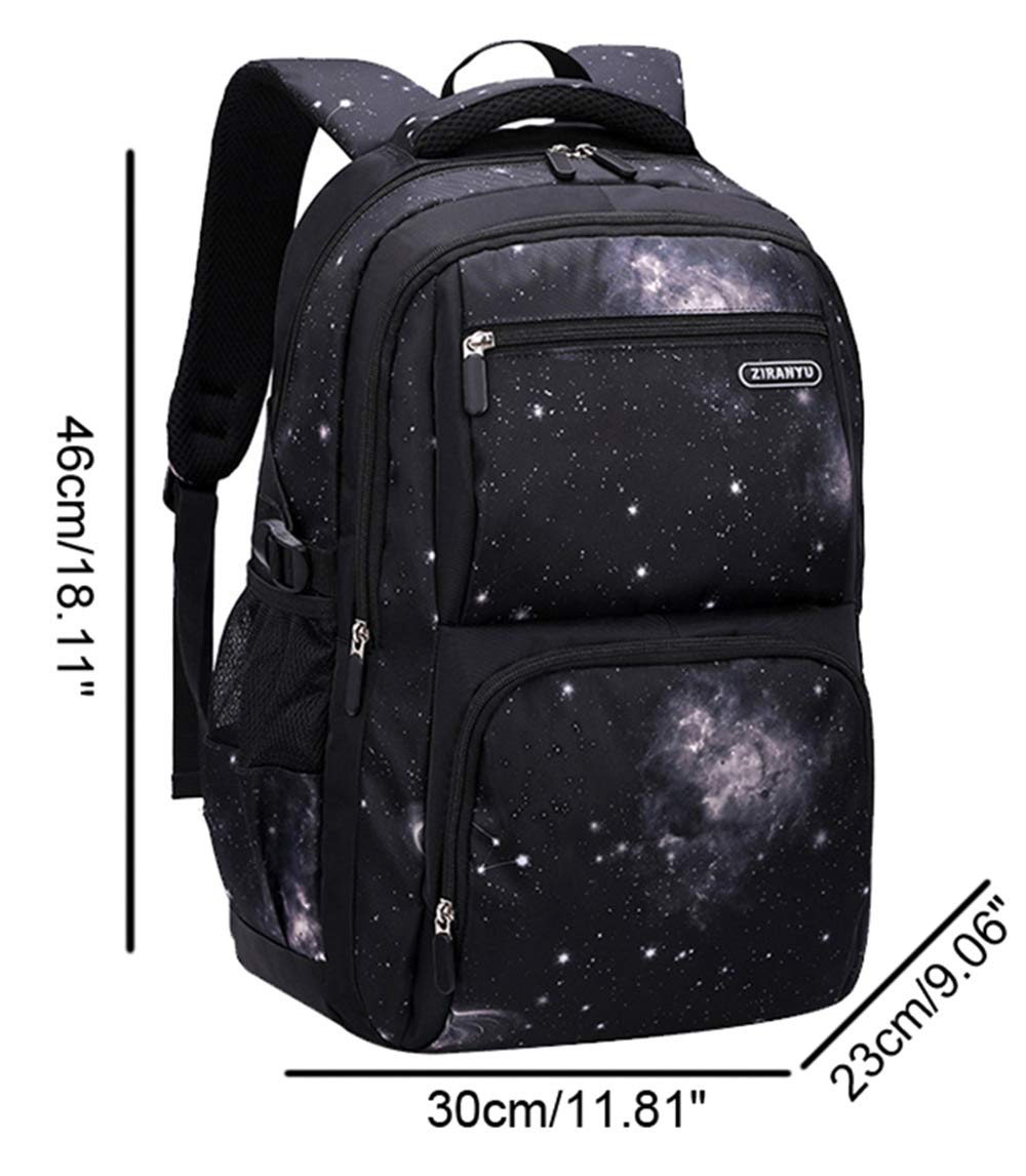 JiaYou Space Pattern Galaxy Backpack Boys Primary Junior Middle School Daypack Men High Middle School Laptop Bag(Black Star,Backpack Only)