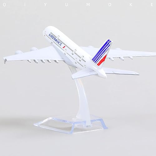 Miniatura 4 de QIYUMOKE Airbus A380 France 1400 Modelo de avión de metal fundido a presión con soporte Sky Jumbo Airliner Modelo Avión Pantalla de aleación Kit de