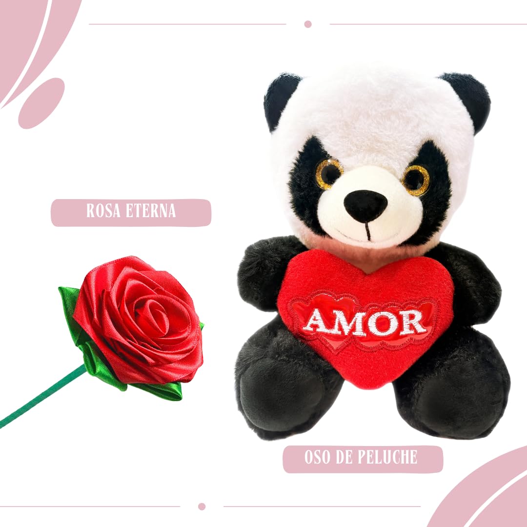 Pack de Peluche Romántico - Taza Pinguinos y más – Regalo Original para Aniversario y San Valentín – Pack Regalo para Novia Ideal para Parejas - Incluye Peluche, Taza, Piruletas y Rosa Eterna