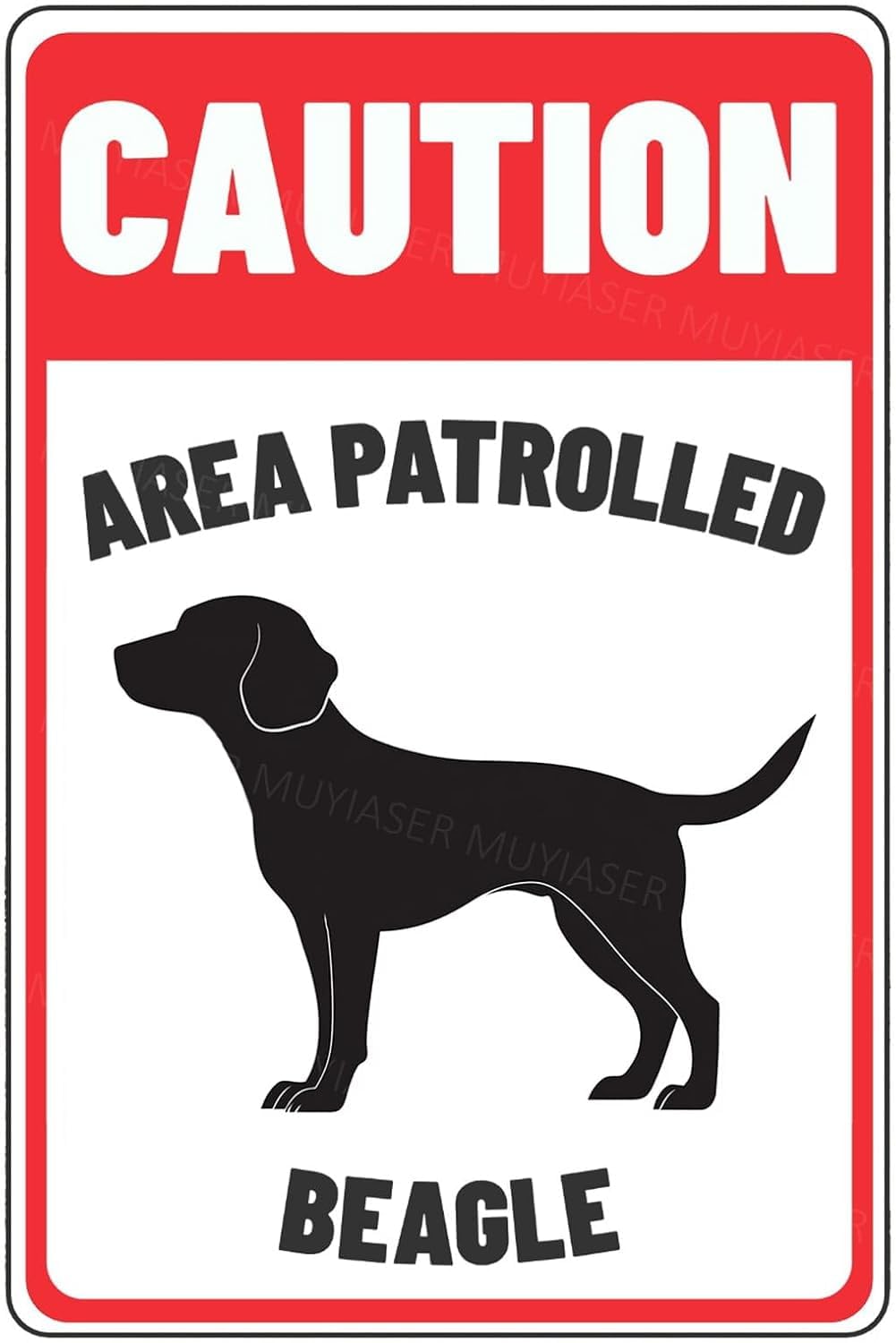 (2-Pack) Metal Tin Sign Caution Sign Area Patrolled Beagle Beware Of Dog Sign Signs Door Sign Warning Sign For Fence Gate Yard Home Wall Decor 8x12 Inch