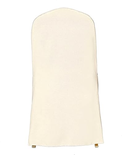 Miniatura 6 de Efavormart - 5 fundas para sillas de banquetes de poliéster beige con parte superior redonda, de lino, para bodas, fiestas, eventos, catering