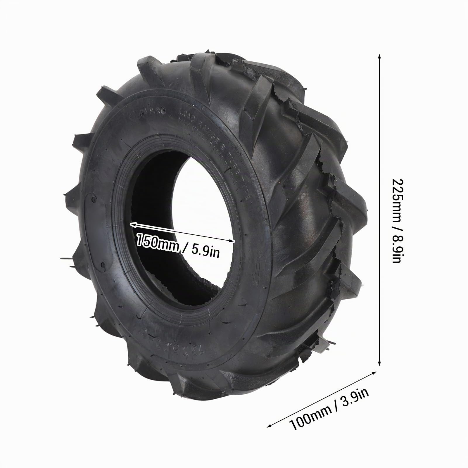 13x5.00-6 Pneu, Tubeless Tiller Tracteur Pneu, Tracteur Agricole Lug Tread Tubeless, Remplacement Riding Tondeuse Assemblage De Roue Avant, 1 Pack