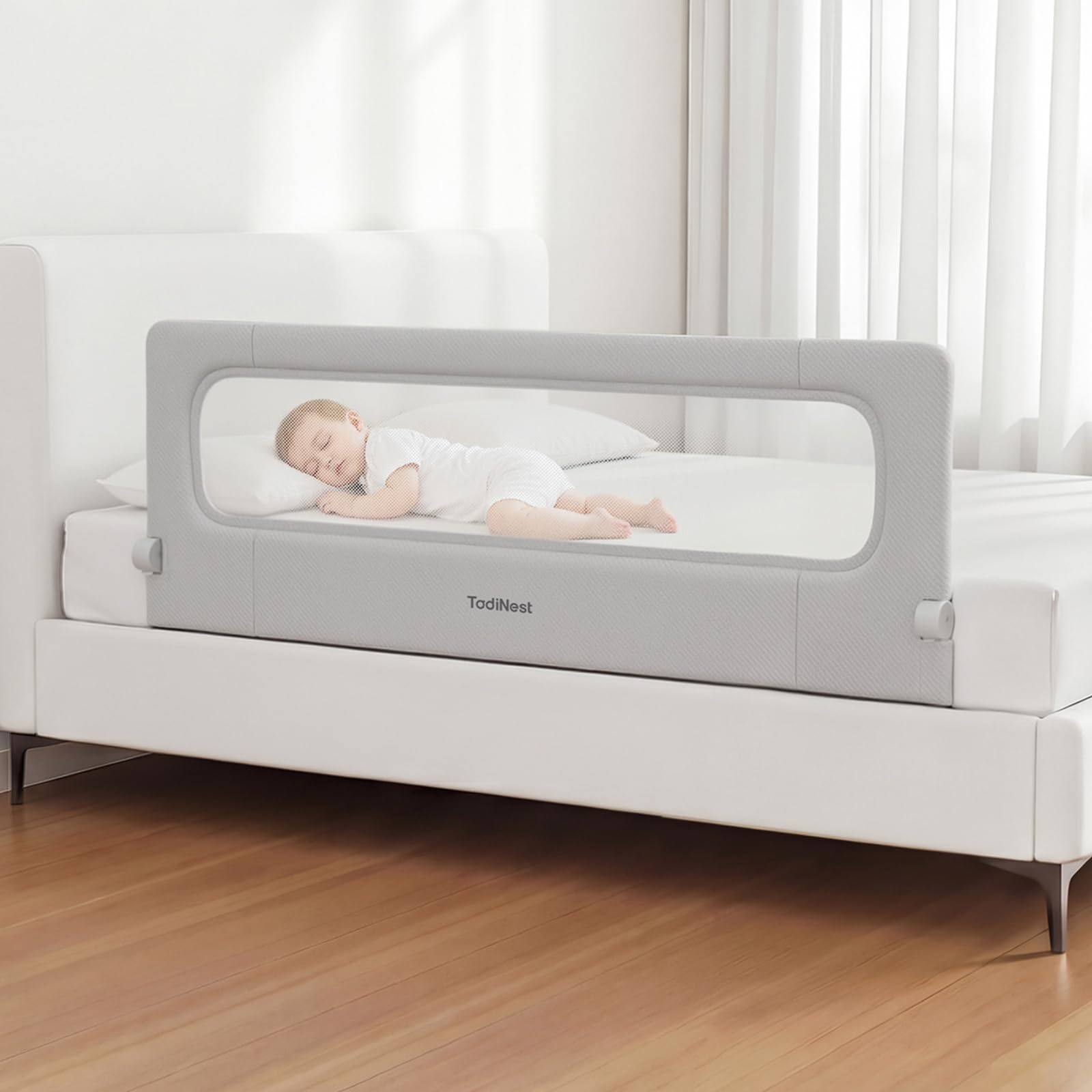 Photo 1 of TodiNest Folding Bed Rail for Toddlers, Baby Bed Rail Guard with Reinforced Anchor Safety System, Toddler Bed Rails for King Size Beds, Twin, Full, Queen (Grey, 59" L x 21.6" H)