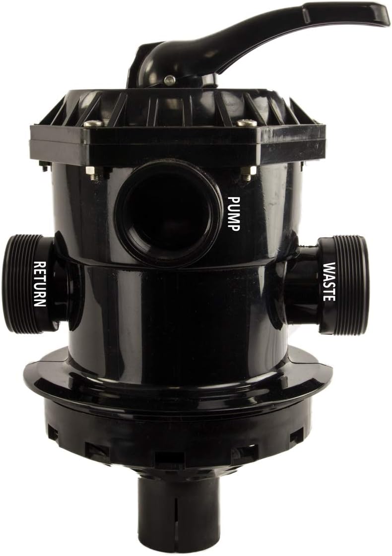 Rx Clear Backwash Valve SP-714T Replacement Multiport Valve for Hayward Above Ground Pool Sand Filters | 1-1/2-Inch 6-Way | Top Mount | Black