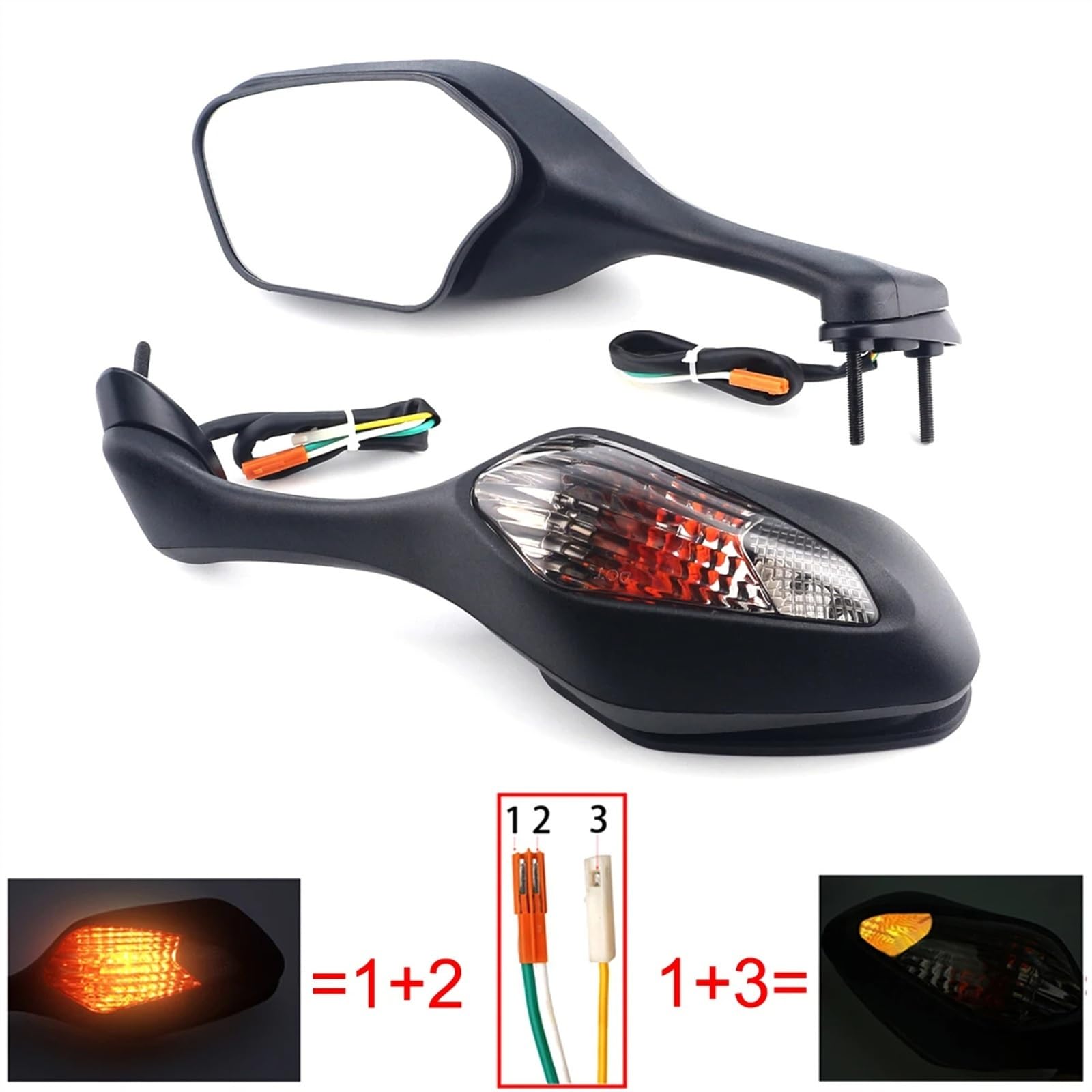 Specchietti Retrovisori Moto Con Frecce LED – Per CBR1000RR 2008-2016 E Modelli Simili – 1 Paio - 2