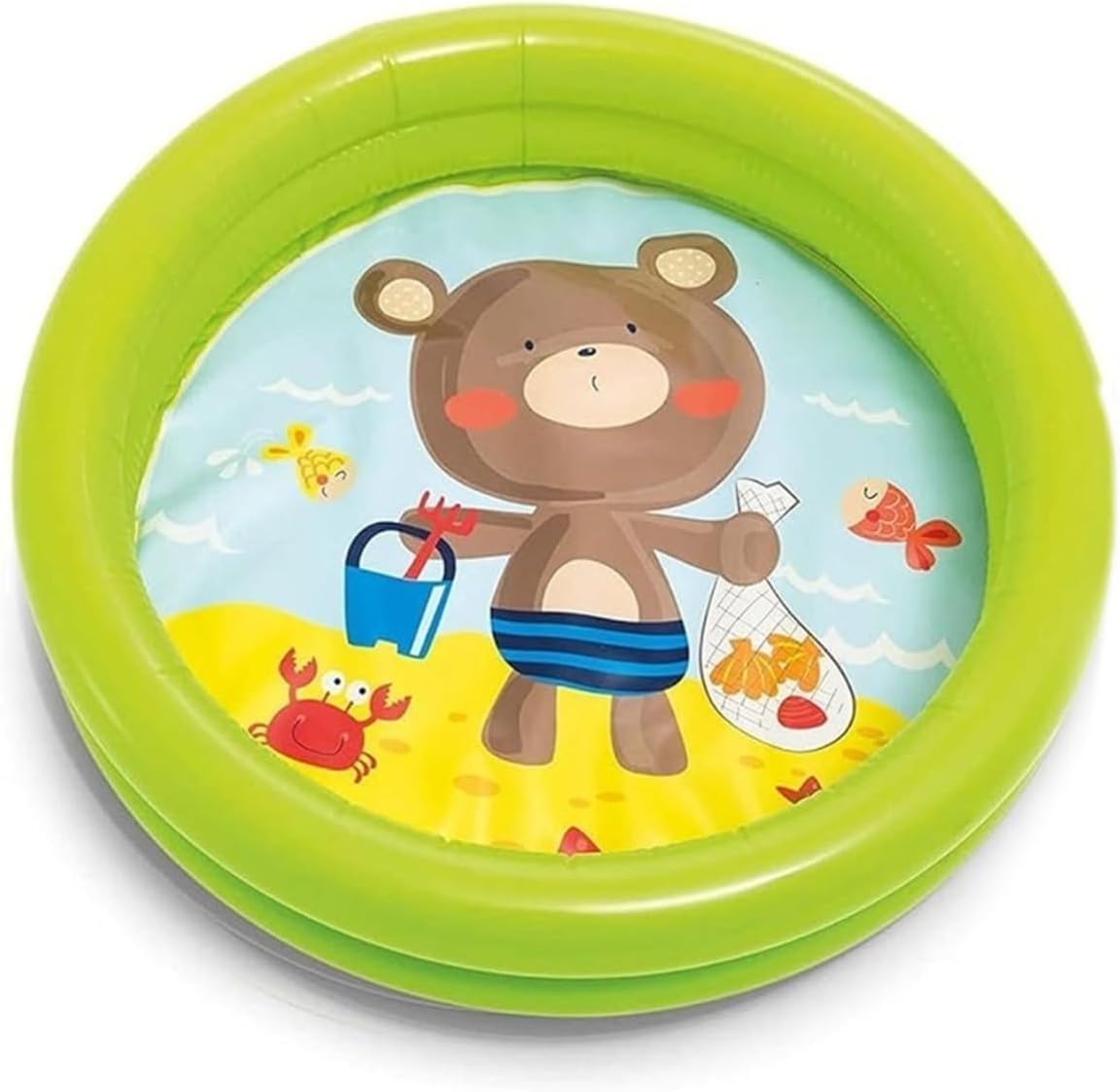 FAMBIZ 2 Ring Paddling Pool, Small Baby Water Pool, Swimming Pool for Kids, Round Shape, Compact And Portable, easy to use and carry, perfect for home, garden, outdoor use, 24" X 6" (Green)