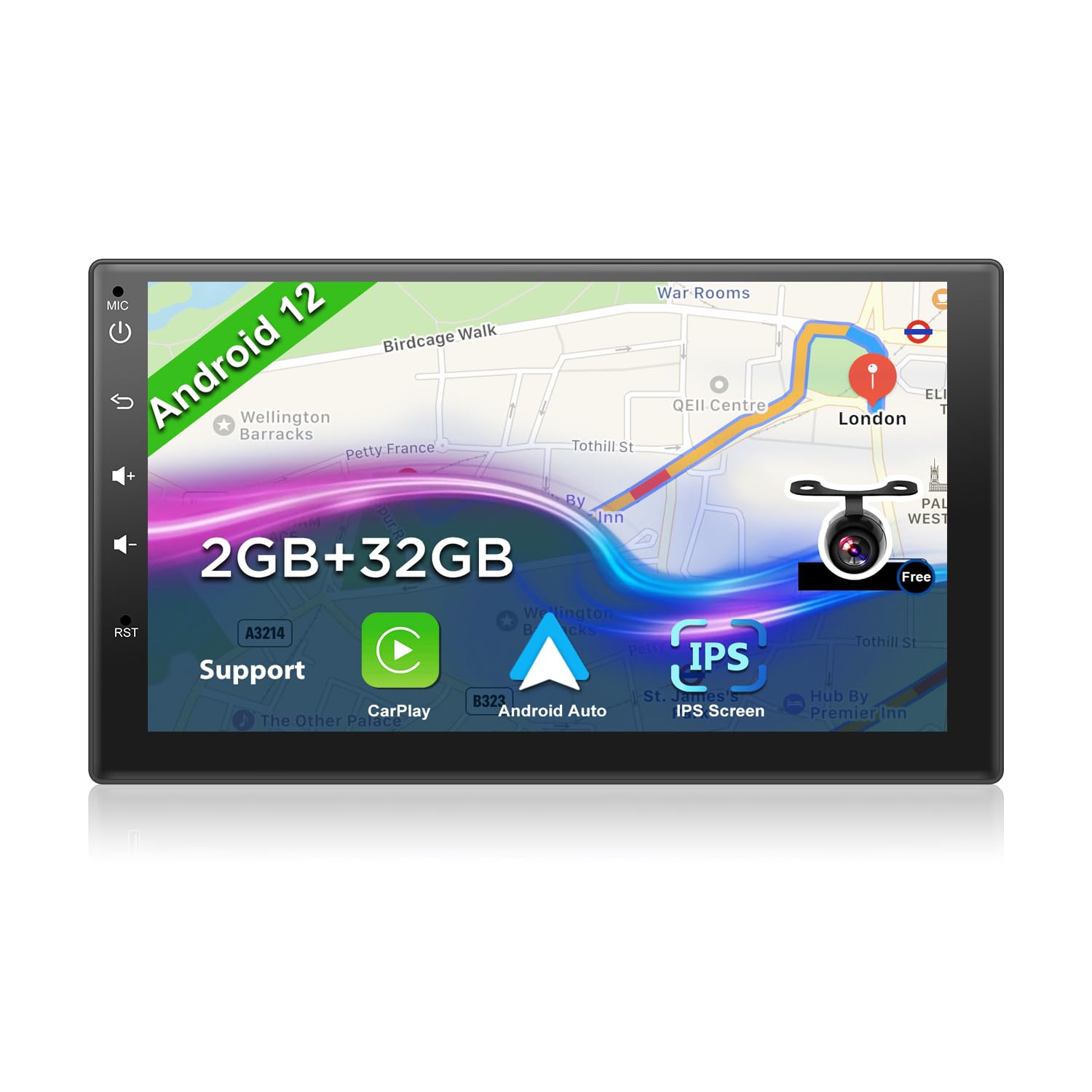 JOYX Android 10.0 Double Din Car Stereo Radio Navigation Entertainment Multimedia | 7 Inch HD 1024*600 | 2G+32G | Support Google/Steering wheel/GPS/WIFI/Bluetooth/Mirror Link/4G | Free Back up Camera