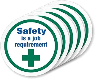SmartSign 'Safety is a Job Requirement' Retro-Reflective Hard Hat Stickers, 2" Circle Pack of 5 - Night Visibility Safety Labels