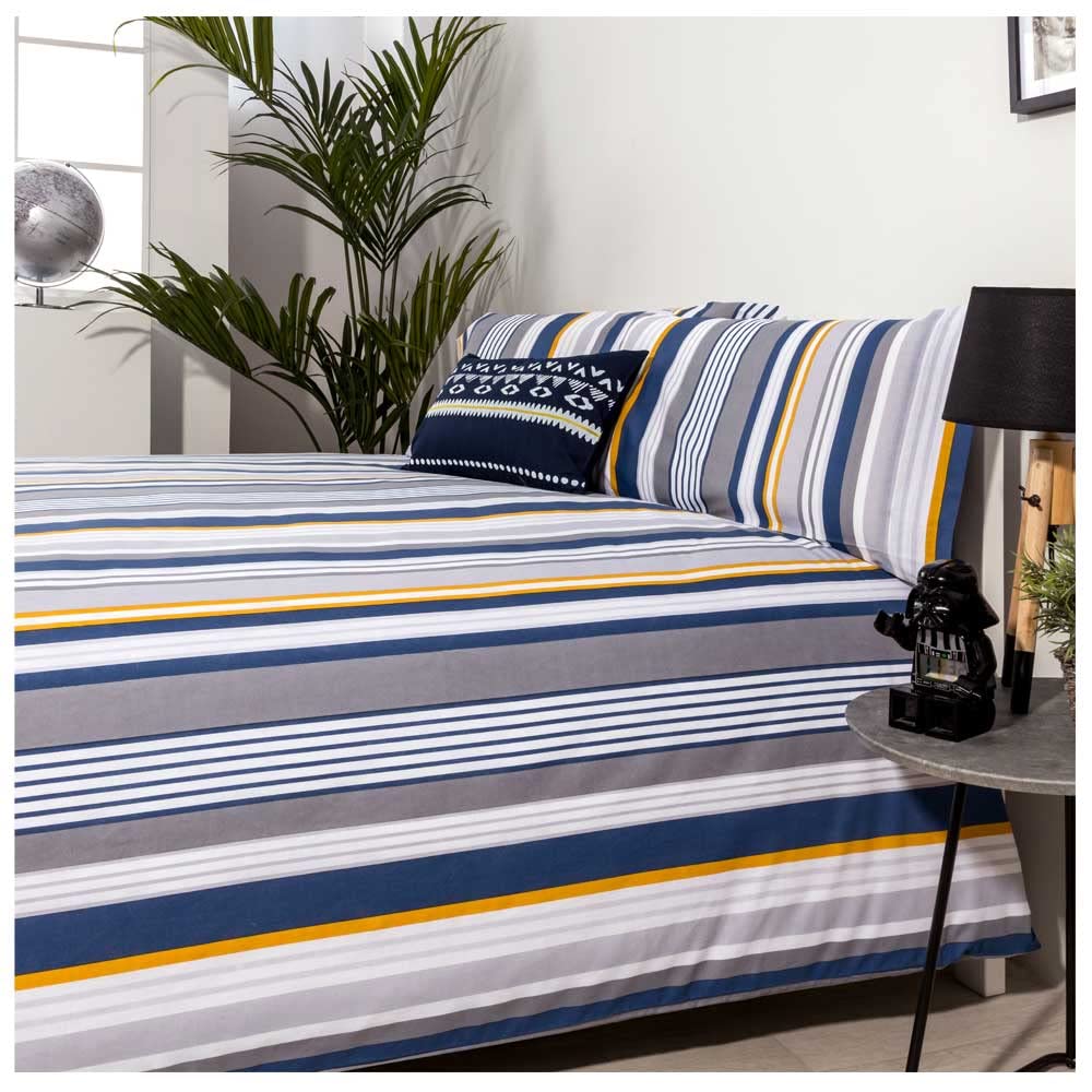 Funda Nórdica ORISOL 50% algodón 50% poliéster Cierre con Botones Funda de edredón para Cama de 150 (240x220 cm) +2 Fundas de Almohada (45 X 85 cm) Color Blanco y Gris