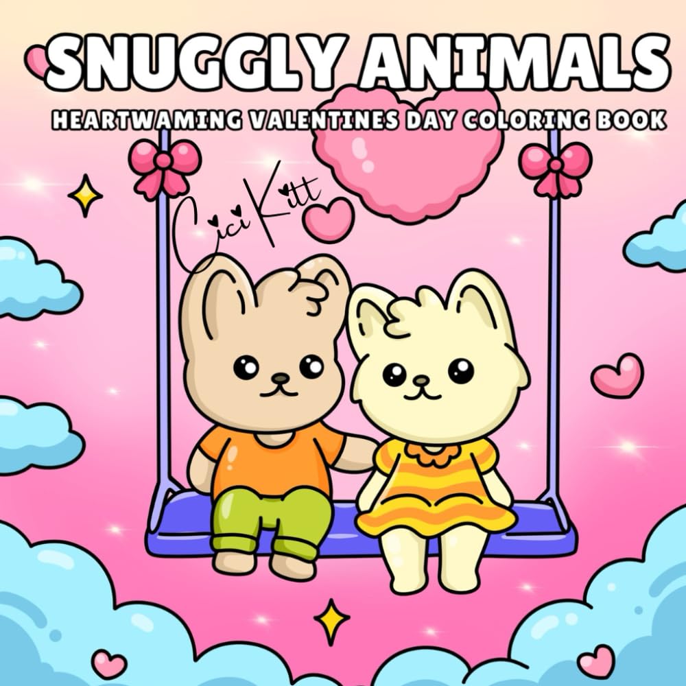 Snuggly Animals: Heartwarming Valentine's Day Coloring Book for Adults and Kids Featuring Cuddly Animal Friends, Sweet and Cheerful Friendship Scenes