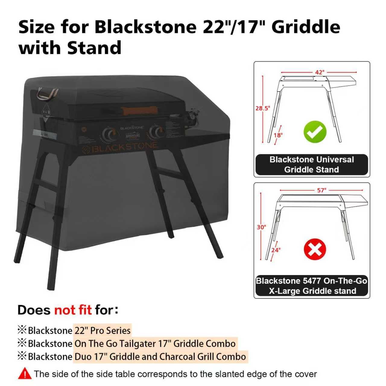 PasWith Copertura per griglia Blackstone da 55,9 cm e 43,2 cm, con cappuccio, 600D, resistente, impermeabile, antistrappo, resistente allo sbiadimento, per Blackstone Adventure, con cinghie e prese