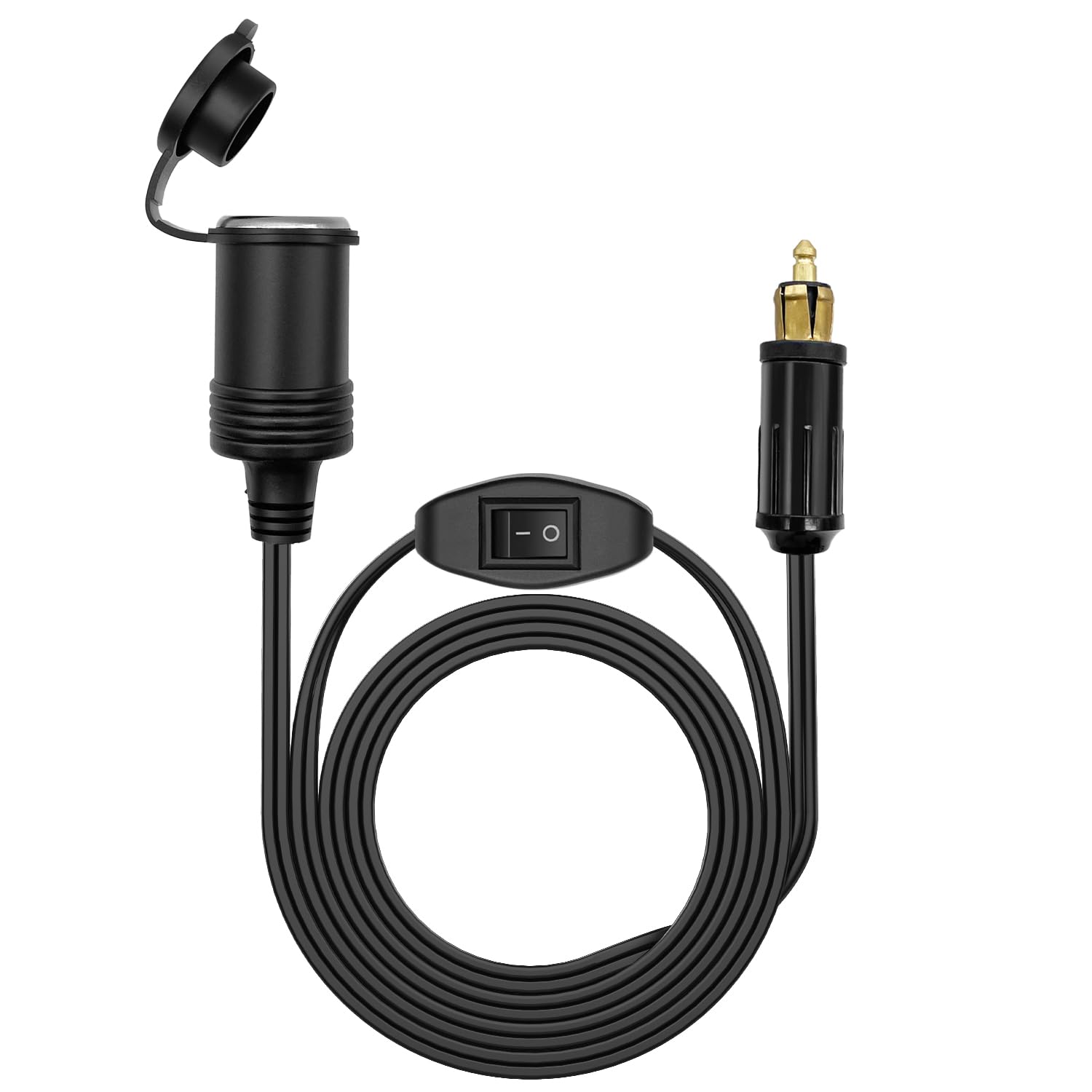 Hoembpn 90CM Europäischer DIN Stecker auf Standard Zigarettenanzünder Buchse Adapter Verlängerungskabel mit ON/OFF Schalter Wasserdicht 12V/24V für BMW Motorrad Wohnwagen Wohnmobil Auto