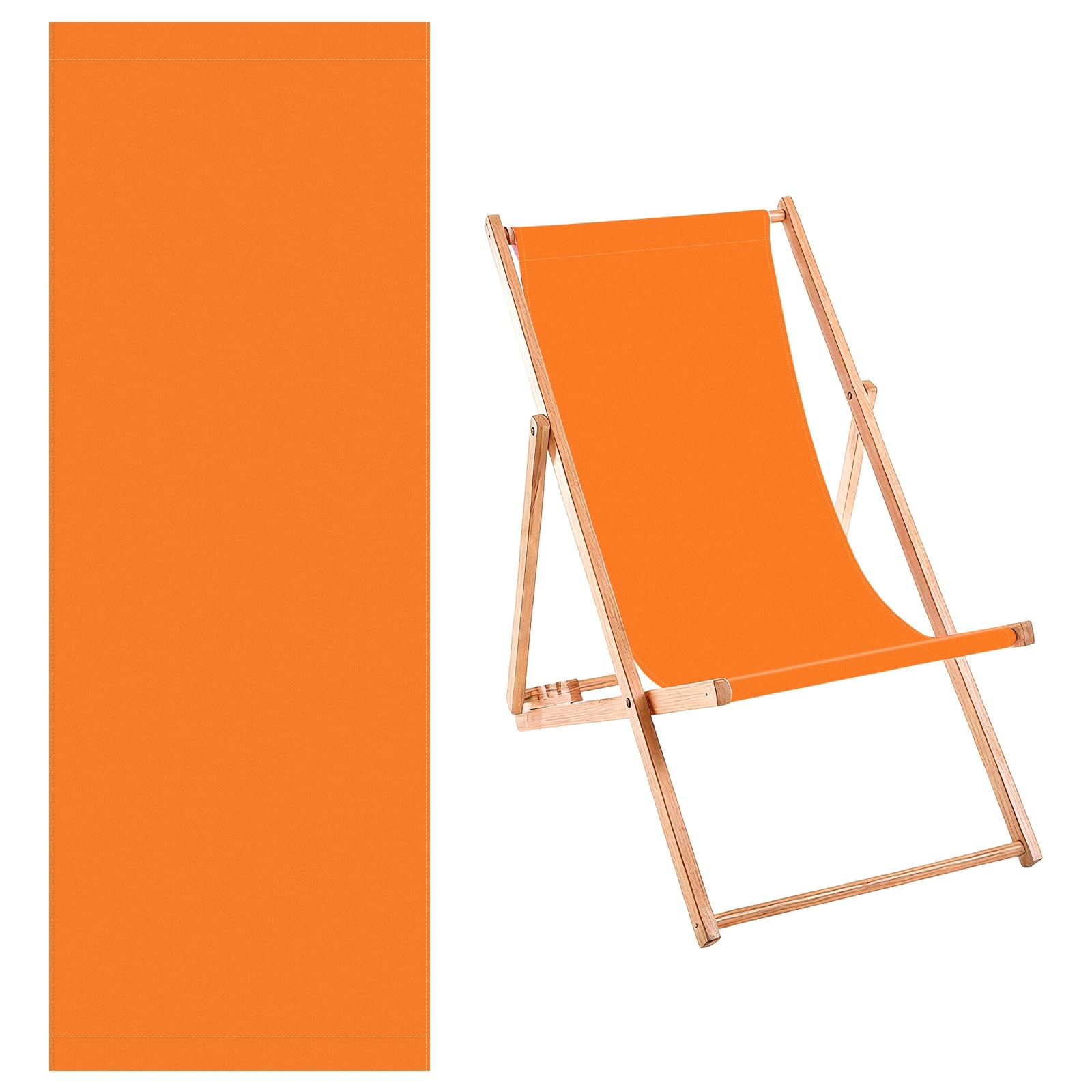 M METERXITY Beach Sling Chair Replacement Canvas, 16x44.5 Inch Folding Lounge Chair Fabric for Beach/Sunbathing/Courtyard/Garden, Outdoor Furniture Cloth [Orange, Only Replacement]
