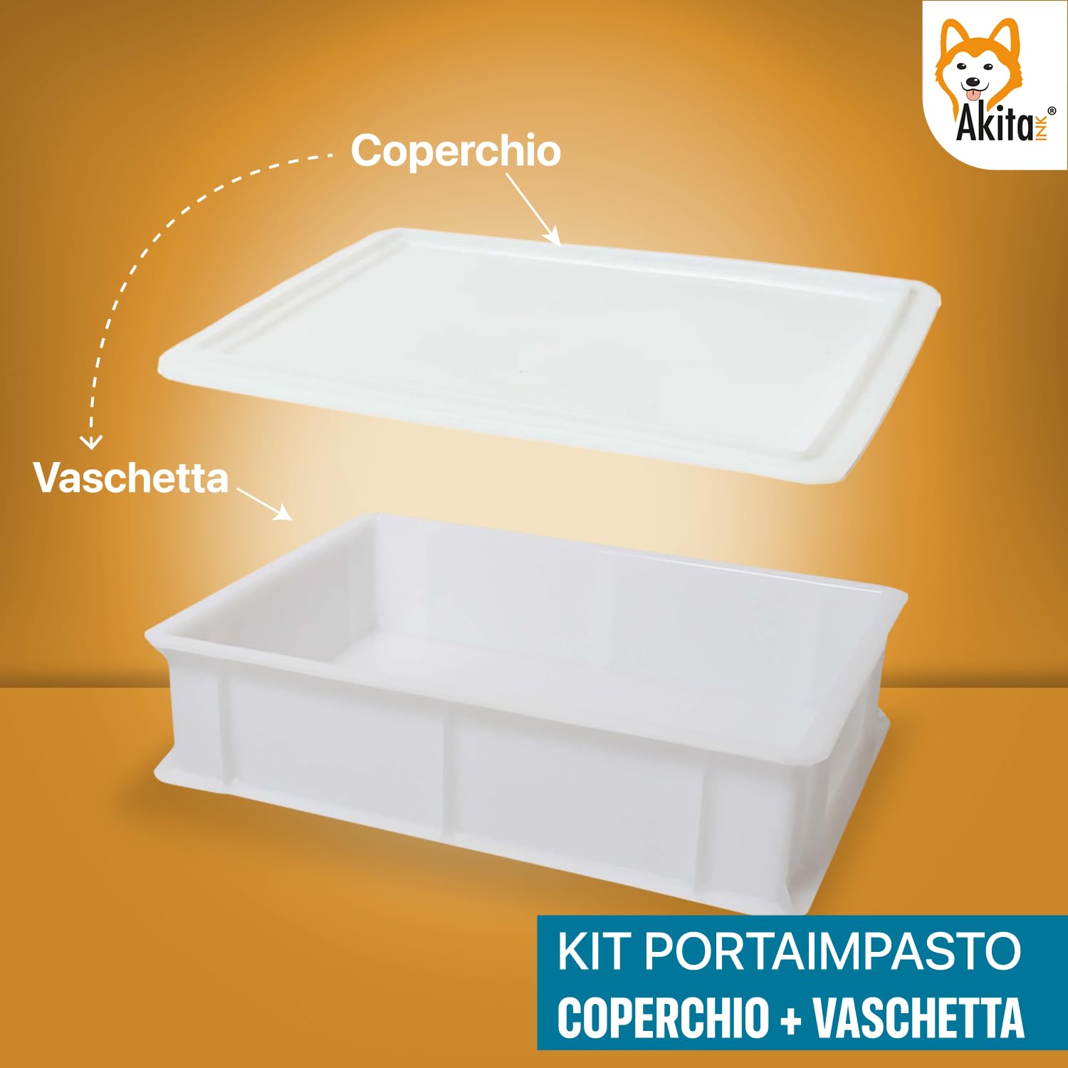 AKITAInk Portapane con Coperchio | Contenitore per Lievitazione e Conservazione Impasto, Plastica Lavabile in Lavastoviglie, 30x40x10 cm – Ideale per Pane e Pizza