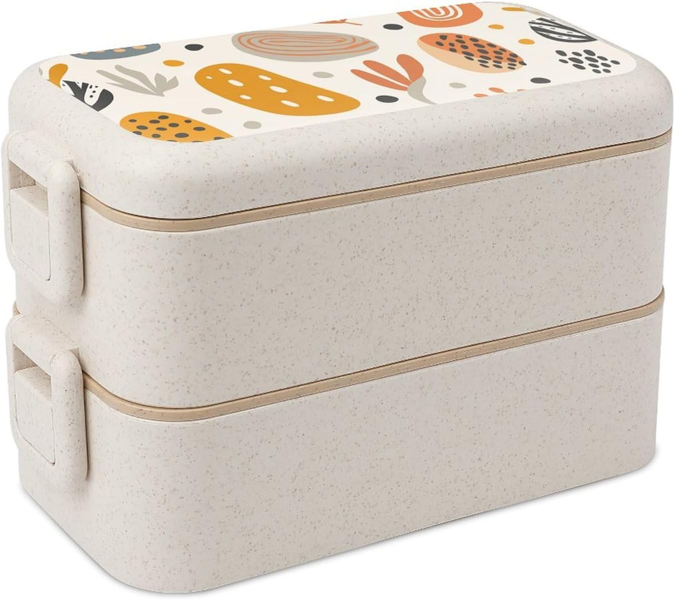 Lunch Box Bento Premium Warm Color Images Printed Bento Box Bento with Spoon And Fork with Compartment Containers Suitable for Men And Women, style