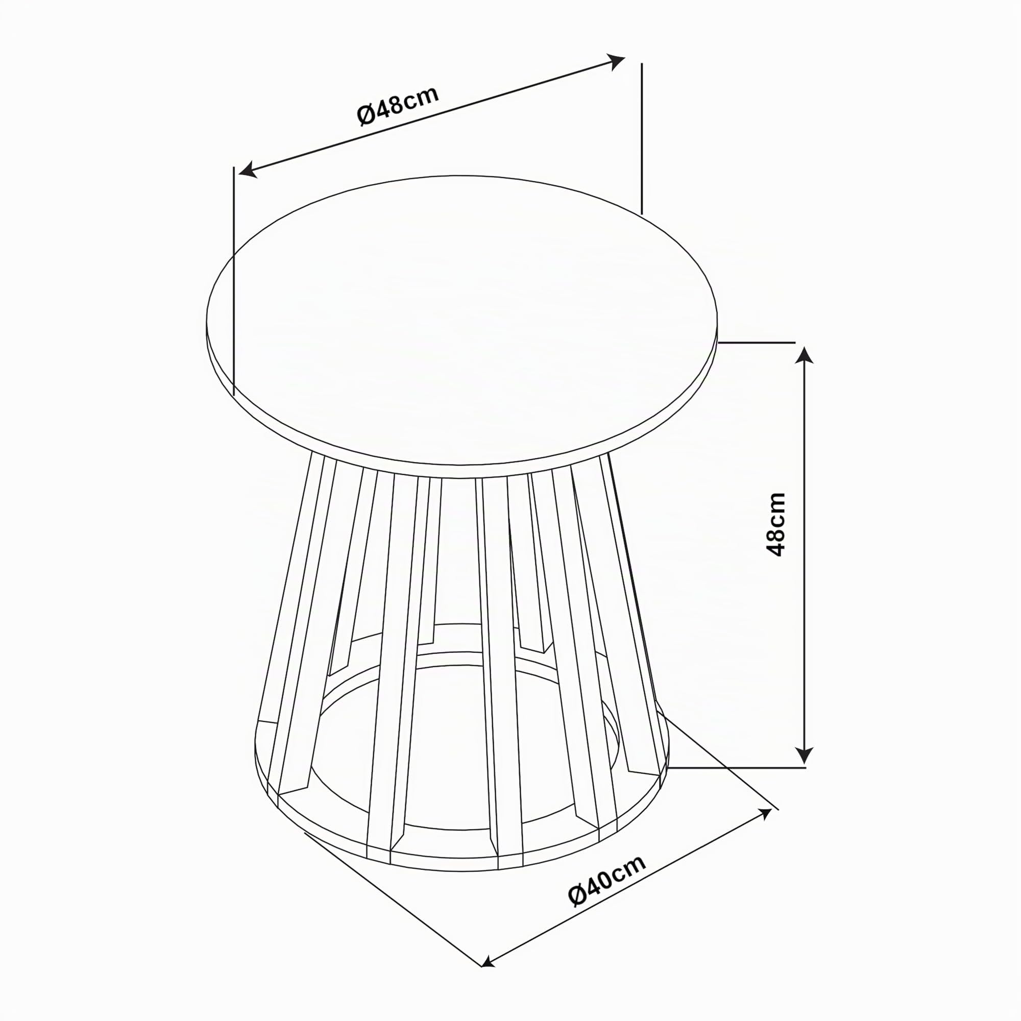[en.casa] Table d'Appoint avec Plateau Rond Bout de Canapé Table Basse Guéridon Design Intemporel pour Salon Chambre Bureau MDF Bambou 48 x 48 cm Effet Béton Noir