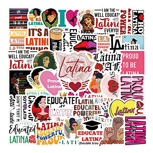 61Pcs Latina Stickers, Cute Cartoon Vinyl Waterproof Sticker Decals for Water Bottle, Laptop, Phone, Scrapbooking, Journaling Choice for Party Supply Decor