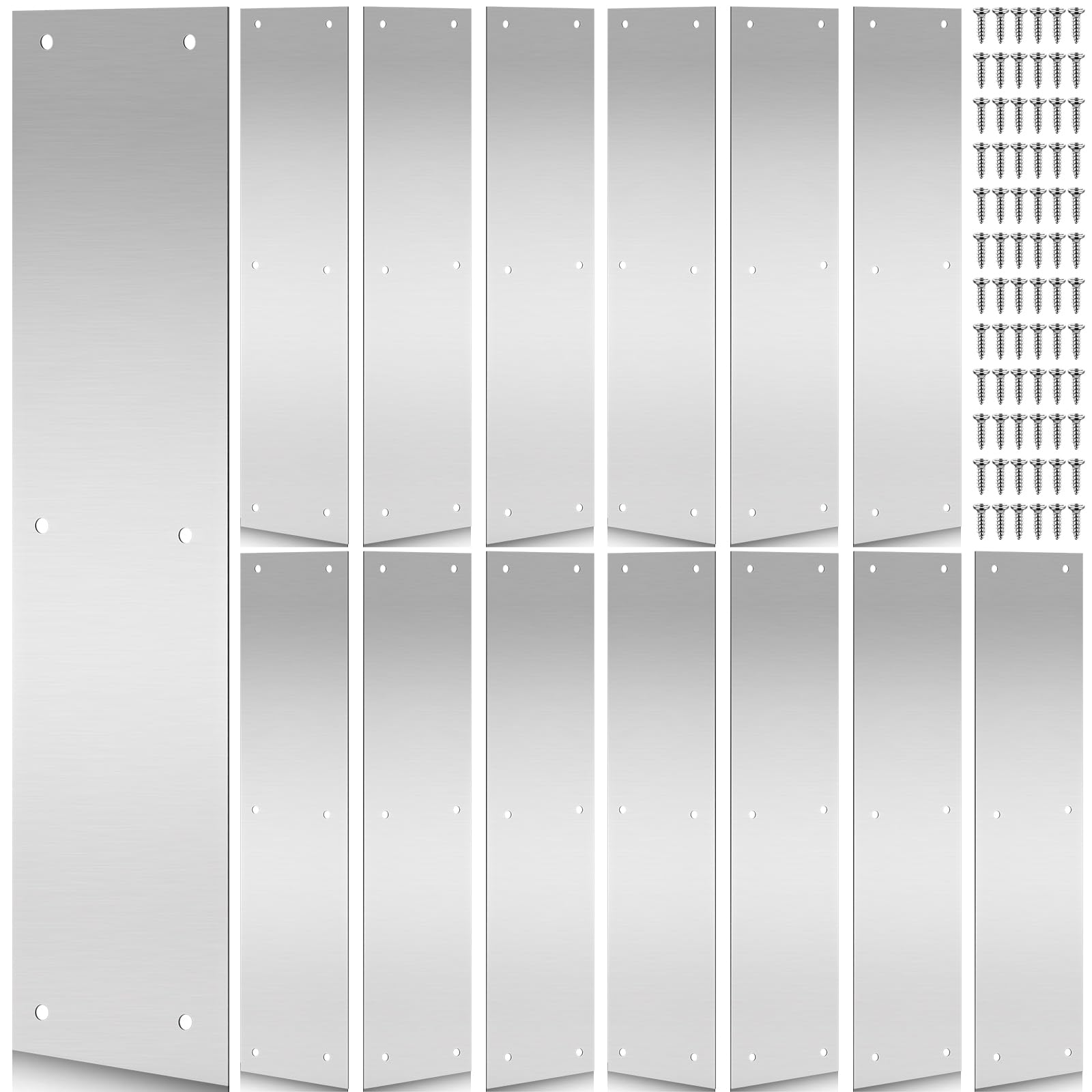 Blulu 14 Pack Door Push Plate, 16 x 4 Inch Stainless Steel Door Kick Plate, Heavy Duty Brushed Metal Protector with Screws for Commercial Office, Warehouse and Rental Doors