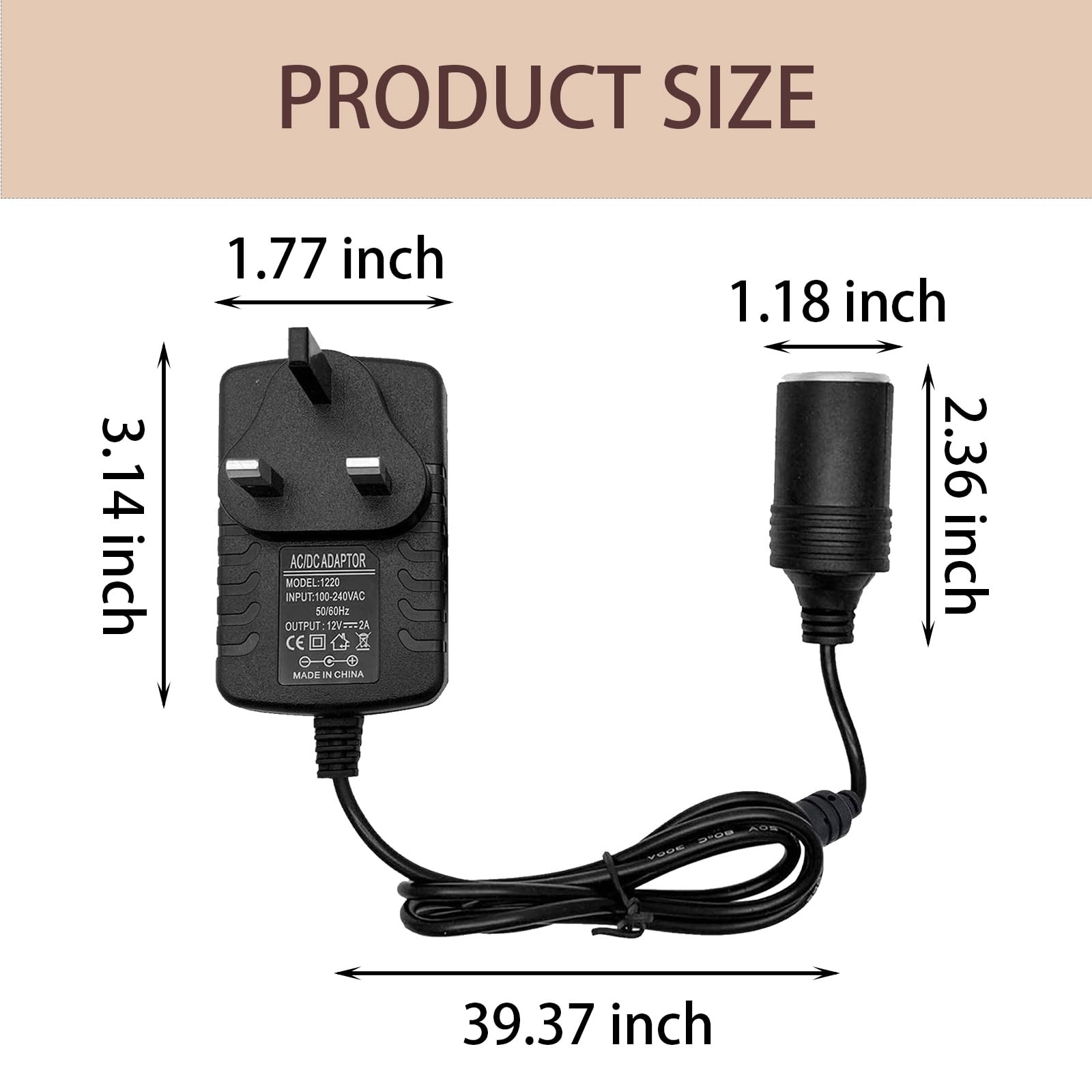 12V to 3 Pin Plug Adapter
