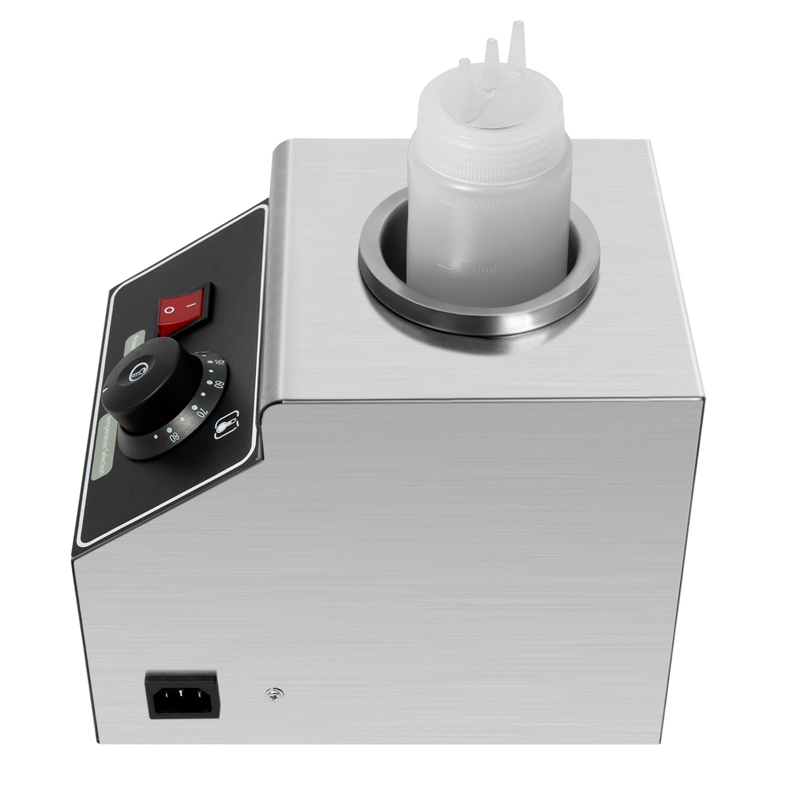 Distributeur de sauce électrique en acier inoxydable 80 W avec bouteilles de 650 ml, outils chauffants pour confiture pour restaurant, usage domestique 17 x 25 x 23 cm