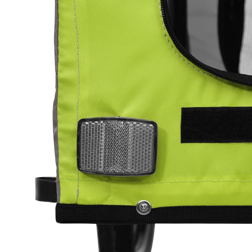 vidaXL Rimorchio da Bici per Animali Verde e Grigio Oxford e Ferro