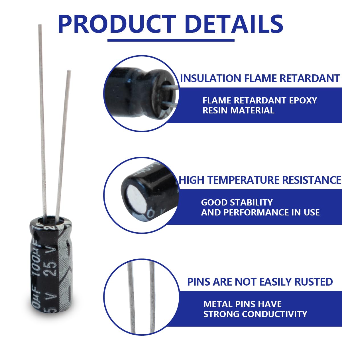 Condensatori elettrolitici radiali 100uF 25V 50 pz alluminio